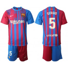 Jalkapallo Pelipaidat FC Barcelona Sergio Busquets 5 Lasten Kotipaita 2021-2022 Lyhythihainen